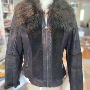 BLACK VIA SPIGA FAUX SUEDE SHERPA STYLE M